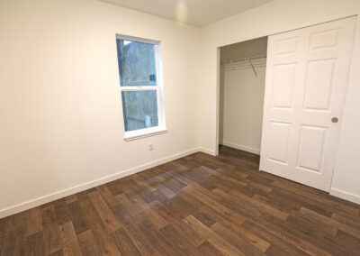 singlewide mobile bedroom closet open